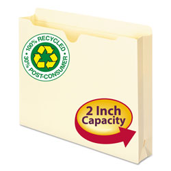 Smead 100% Recycled Top Tab File Jackets, Straight Tab, Letter Size, Manila, 50/Box