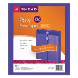 Smead Poly String & Button Interoffice Envelopes, String & Button Closure, 9.75 x 11.63, Transparent Purple, 5/Pack