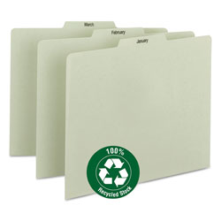 Smead 100% Recycled Monthly Top Tab File Guide Set, 1/3-Cut Top Tab, January to December, 8.5 x 11, Green, 12/Set (SMD50365)