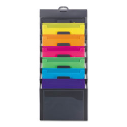 Smead Cascading Wall Organizer, 14.25 x 33, Letter, Gray with 6 Bright Color Pockets (SMD92060)
