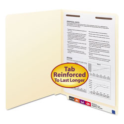Smead Manila End Tab 1-Fastener Folders with Reinforced Tabs, 0.75" Expansion, Straight Tab, Letter Size, 11 pt. Manila, 50/Box (SMD34110)