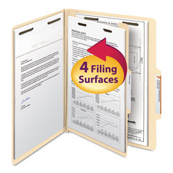 Smead Manila Four- and Six-Section Top Tab Classification Folders, 1 Divider, Letter Size, Manila, 10/Box