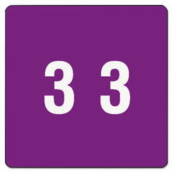 Smead Numerical End Tab File Folder Labels, 3, 1.5 x 1.5, Purple, 250/Roll (SMD67423)