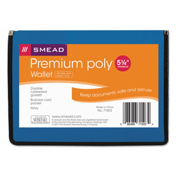 Smead Poly Premium Wallets, 5.25" Expansion, 1 Section, Letter Size, Navy Blue (SMD71503)