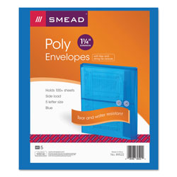 Smead Poly String & Button Interoffice Envelopes, String & Button Closure, 9.75 x 11.63, Transparent Blue, 5/Pack