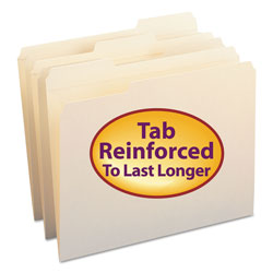 Smead Reinforced Tab Manila File Folders, 1/3-Cut Tabs, Letter Size, 11 pt. Manila, 100/Box (SMD10334)
