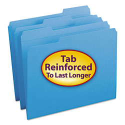 Smead Reinforced Top Tab Colored File Folders, 1/3-Cut Tabs, Letter Size, Blue, 100/Box