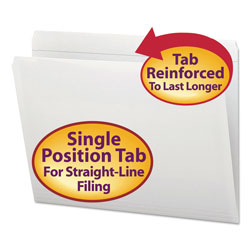 Smead Reinforced Top Tab Colored File Folders, Straight Tab, Letter Size, White, 100/Box (SMD12810)