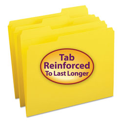 Smead Reinforced Top Tab Colored File Folders, 1/3-Cut Tabs, Letter Size, Yellow, 100/Box (SMD12934)
