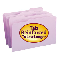Smead Reinforced Top Tab Colored File Folders, 1/3-Cut Tabs, Legal Size, Lavender, 100/Box (SMD17434)