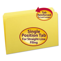 Smead Reinforced Top Tab Colored File Folders, Straight Tab, Legal Size, Yellow, 100/Box (SMD17910)
