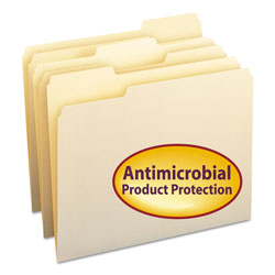 Smead Top Tab File Folders with Antimicrobial Product Protection, 1/3-Cut Tabs, Letter Size, Manila, 100/Box (SMD10338)
