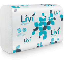 Livi 50861 - VPG Select Multifold Towel - 1 Ply - Multifold - 9.45 in x 10.55 in - White - Virgin Fiber - Absorbent, Embossed - For Hand, Restroom - 220 Per Pack - 10 / Carton