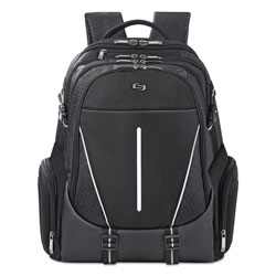 Solo Active Laptop Backpack, 17.3 in, 12 1/2 x 6 1/2 x 19, Black