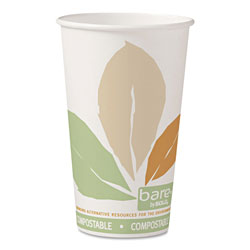 Solo Bare by Solo Eco-Forward PLA Paper Hot Cups, Leaf Design, 16 oz, 1000/Carton (SLO316PLABB)
