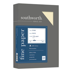 Southworth 100% Cotton Business Paper, 32 lb, 8.5 x 11, Ivory, 250/Pack