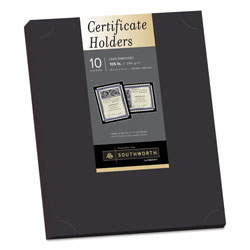 Southworth Certificate Holder, Black, 105lb Linen Stock, 12 x 9 1/2, 10/Pack (SOUPF18)