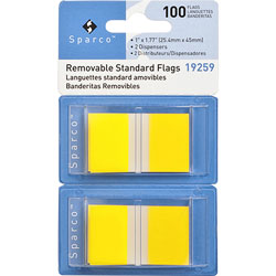 Sparco Pop-up Removable Standard Flags, 1", 100/PK, Yellow