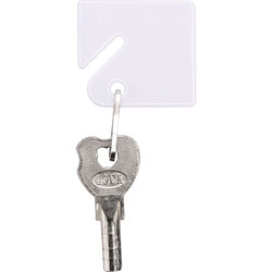 Sparco Square Key Tags, 4.75 in Length x 1.40 in Width, Square, Hook Fastener, 20/Pack, Plastic, White