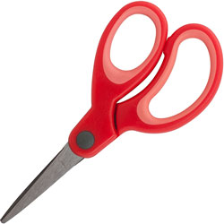 Sparco Scissors, 5 in, Point Tip, Easy Grip Handle, Red