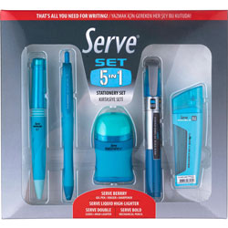 So-Mine Serve 5 in 1 Stationery Set - Blue - 1 Each