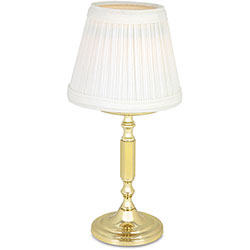 Sterno La Rue Polished Brass Lamp with Marlowe Shade, White