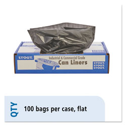 Stout Total Recycled Content Plastic Trash Bags, 30 gal, 1.3 mil, 30 in x 39 in, Brown/Black, 100/Carton