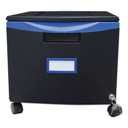 Storex Single-Drawer Mobile Filing Cabinet, 14.75w x 18.25d x 12.75h, Black/Blue