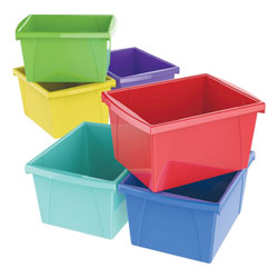 Storex Storage Bins, 10 x 12 5/8 x 7 3/4, 4 Gallon, Assorted Color, Plastic