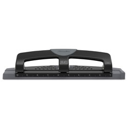 Swingline 12-Sheet SmartTouch Three-Hole Punch, 9/32 in Holes, Black/Gray