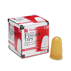 Swingline Rubber Finger Tips, 12 (Medium-Large), Amber, Dozen (SWI54032)