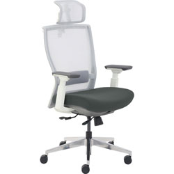 StyleWorks London Highback Task Chair with Headrest - Dark Gray Fabric Seat - High Back - 5-star Base - Multicolor - Yes - 1 Each