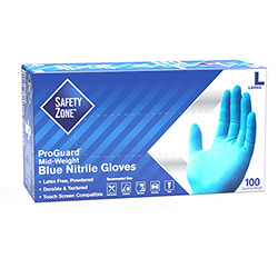 The Safety Zone Powdered Blue Nitrile Gloves - Large Size - Blue