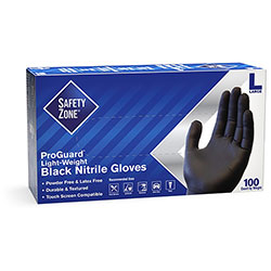 The Safety Zone Powder Free Black Nitrile Gloves - Large Size - Black