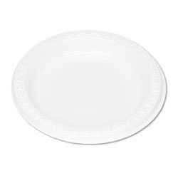 Tablemate Plastic Dinnerware, Plates, 6 in dia, White, 125/Pack