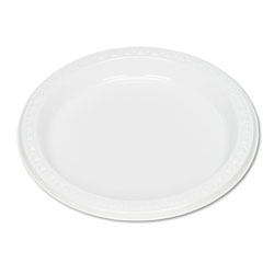 Tablemate Plastic Dinnerware, Plates, 7 in dia, White, 125/Pack
