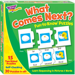 Trend Enterprises What Comes Next, Fun-To-Know Puzzles, 3 in x 3 in, 45Pcs
