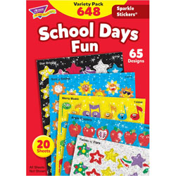 Trend Enterprises Stickers, Sparklers, School Days, 65 Designs, 648/Pk