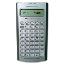 Texas Instruments BAIIPLUSPRO Financial Calculator, Alphanumeric, AOS, 10 Character, Pouch