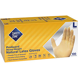 The Safety Zone Powder Free Natural Latex Gloves - Polymer Coating - Large Size - Natural - Allergen-free, Silicone-free, Powder-free - 9.65 in Glove Length