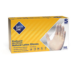 The Safety Zone Powder Free Natural Latex Gloves - Polymer Coating - Small Size - Natural - Allergen-free, Silicone-free, Powder-free - 9.65 in Glove Length