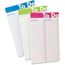 TOPS To Do List Notepad, 5 in x 8 in, 50Shts, Color Ruled, 6/PK, Assorted