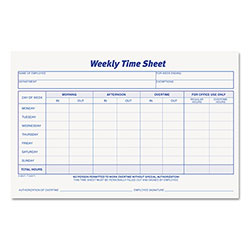 TOPS Weekly Time Sheets, 5 1/2 x 8 1/2, 50/Pad, 2/Pack