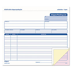TOPS Snap-Off Shipper/Packing List, 8 1/2 x 7, Three-Part Carbonless, 50 Forms