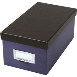 TOPS Index Card Storage Box, 6-1/2 inWx11-1/2 inLx5 inH, Indigo/Black