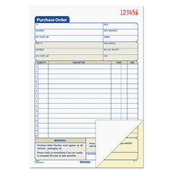 TOPS Purchase Order Book, Two-Part Carbonless, 5.56 x 8.44, 1/Page, 50 Forms