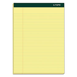 TOPS Double Docket Ruled Pads, Narrow Rule, 8.5 x 11.75, Canary, 100 Sheets, 6/Pack