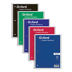 TOPS Coil-Lock Wirebound Notebooks, 3-Hole Punched, 1 Subject, Wide/Legal Rule, Randomly Assorted Covers, 10.5 x 8, 70 Sheets