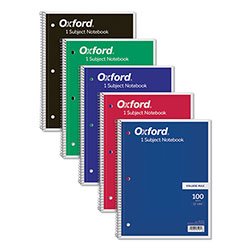 TOPS Coil-Lock Wirebound Notebooks, 3-Hole Punched, 1 Subject, Medium/College Rule, Randomly Assorted Covers, 11 x 8.5, 100 Sheets