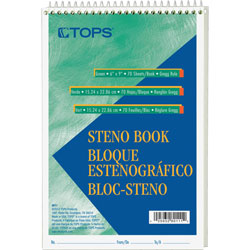 TOPS Steno Book, Gregg Rule, 70 Sheets, 6"x9", Green Tint